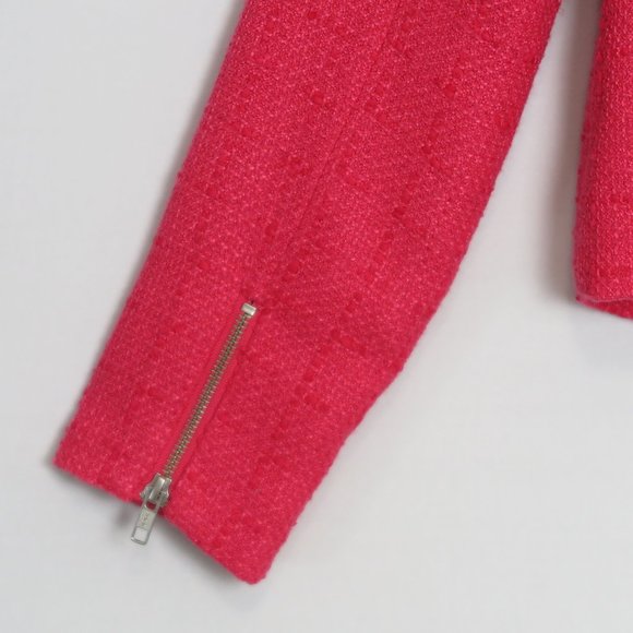 NWT MM Couture by Miss Me Hot Pink Tweed Zip Snap Long Sleeve Jacket Size S - Picture 9 of 9